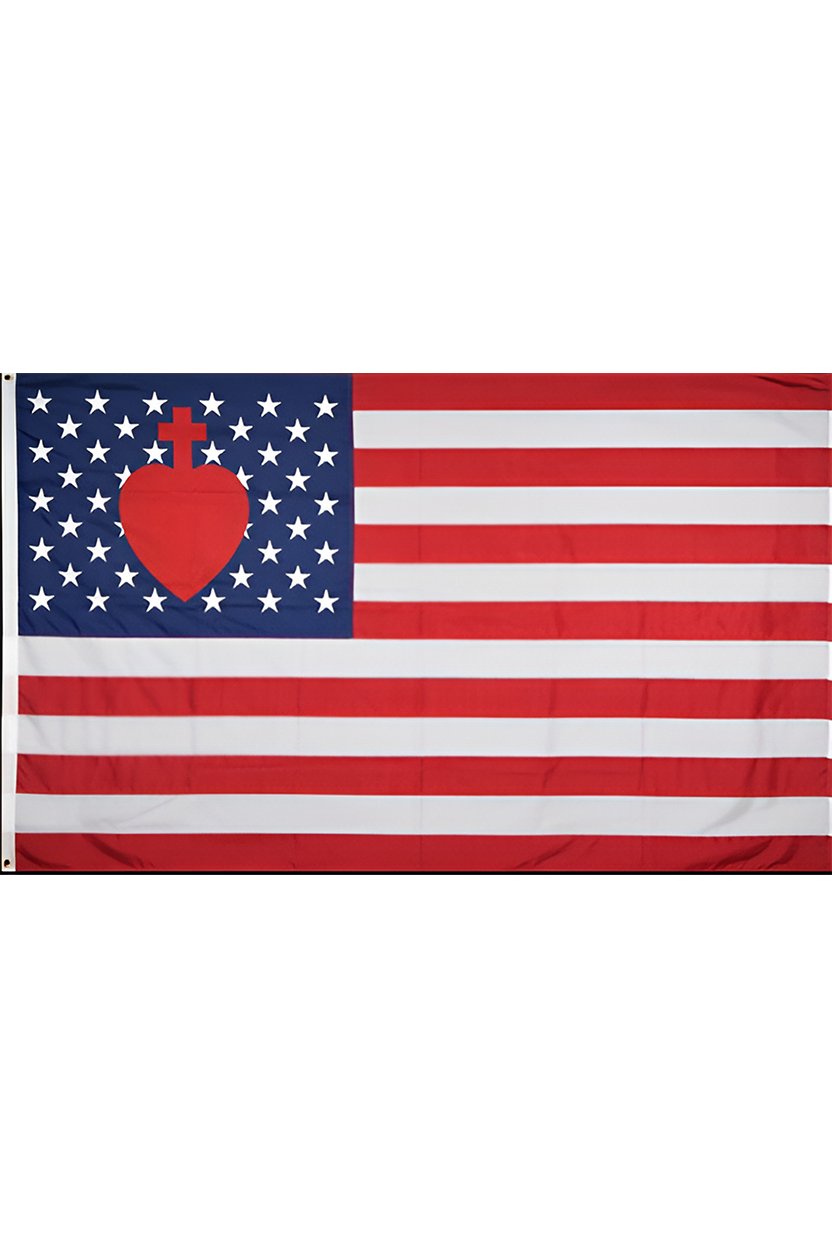 US Flag with Sacred Heart