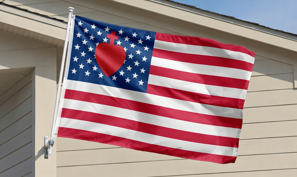 US Flag with Sacred Heart